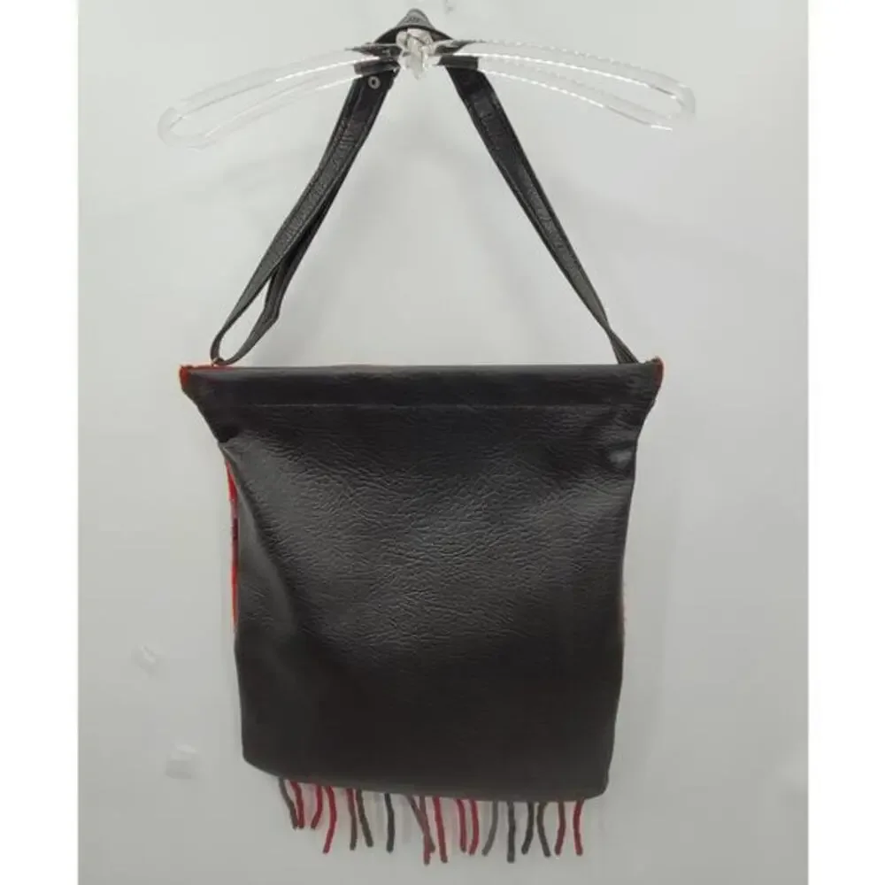 Vintage Plaid Tassel Fringe Wool Adjustable Cross Body Blanket Bag Handbag Purse